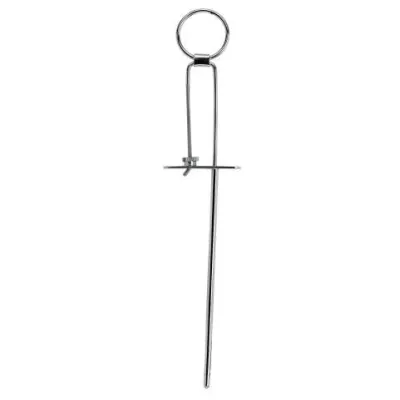 18 cm double-bladed device for opening teat ducts in cows.