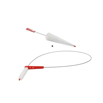 Short and long brush set for cleaning animal grooming and milking systems.