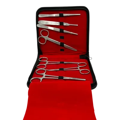 Surgical suture set, 7-piece sterilization-compatible suture kit.