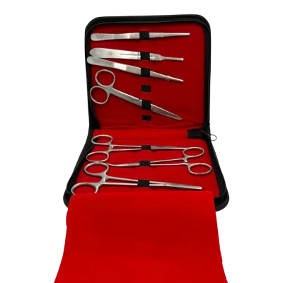 Surgical suture set, 7-piece sterilization-compatible suture kit.