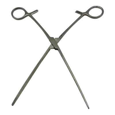 Veterinary forceps are gripping instruments used in surgical procedures.
