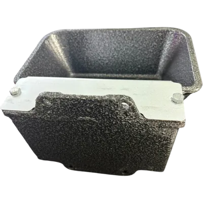 Hygienic, stainless steel water troughs integrated into livestock watering systems.