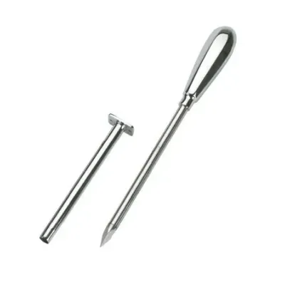 Farm & Veterinary: Trokar 12 cm Krom Kaplamali 2 Cannulalu and Metal Kulplu