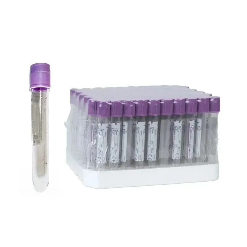Vakuumla möhürlənmiş tüp. 10 ml. Tərkibində K3 EDTA var. Bənövşəyi qapaq (100 ədəd)