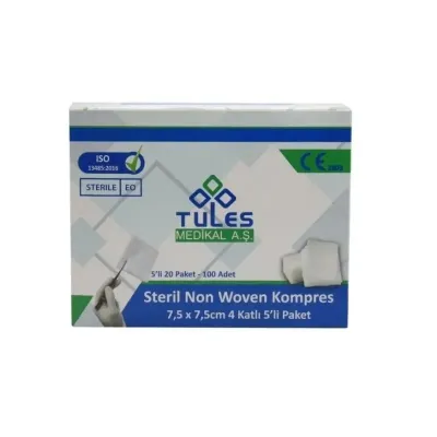 Farm & Veterinary: Tules Nonwoven Gaz Kompres. 7,5x7,5 cm. 4 Kat. 100/pk
