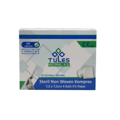 Tules Nonwoven Gaz Kompres. 7,5x7,5 cm. 4 Kat. 100/pk