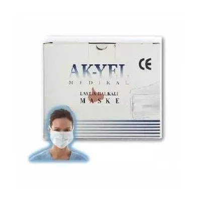 Lastikli Maske. 3 Katlı. Telli. Beyaz. 100/pk