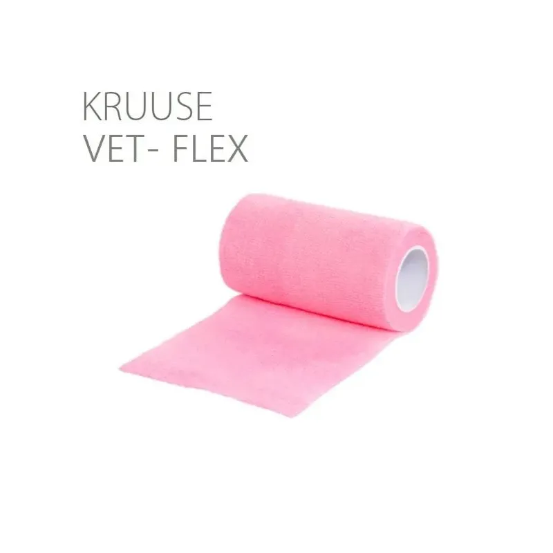 Kruuse Vet-Flex Cohesive Bandaj. 10 cm x 4.5 metre. Pembe