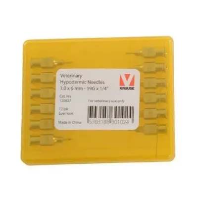 KRUUSE-VET Enjektör İğnesi (19Gx1/4) 1.0 x 6 mm (12 Adet)