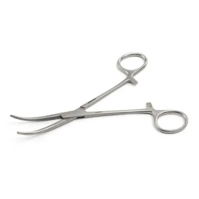  Paslanmaz çelik hemostatik pens 16 cm 6.3 eğri kavisli model medikal klemp