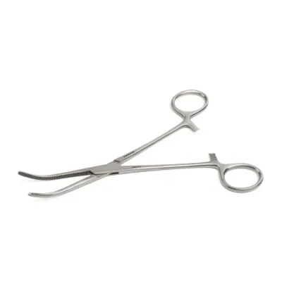 3 hemostatic forceps, 18 cm, 7.1 inch curved model, clinical surgical clamp.