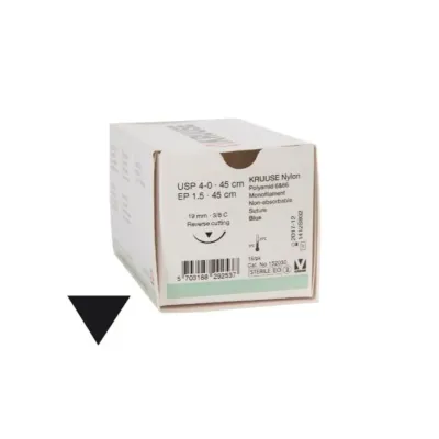 Farm & Veterinary: Veterinary Nylon Suture. No:4/0. 45 cm. 19 mm 3/8 C Keskin with Needle. 18/pk