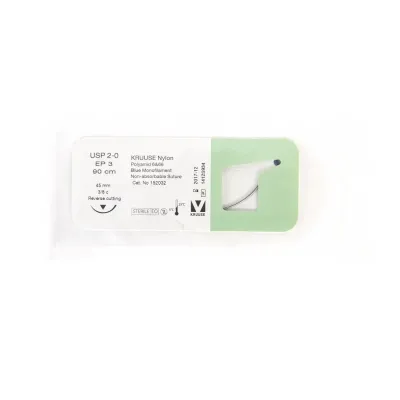 Veteriner Nylon İplik. No:2/0. 90 cm. 45 mm 3/8 C Keskin İğneli. 18/pk
