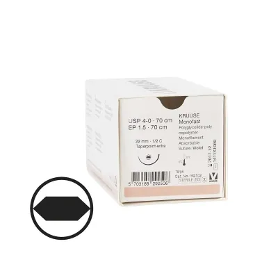 Veteriner Monofast İplik. No:4/0. 70 cm. 22 mm 1/2 Yuvarlak İynəli. 18/pk – KRUUSE