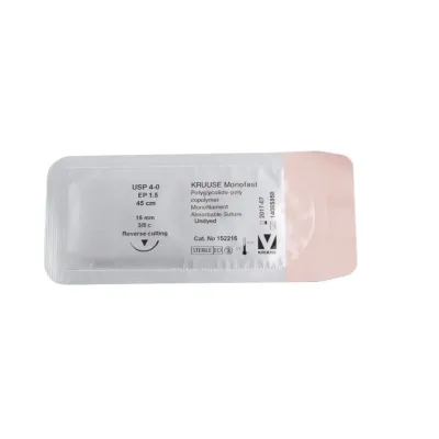 Veteriner Monofast İplik. No:4/0. 45 cm. 16 mm 3/8 Keskin İynəli. 18/pk – KRUUSE