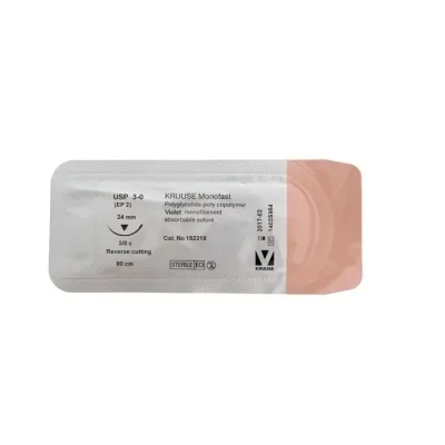 Veteriner Monofast İplik. No:3/0. 90 cm. 24 mm 3/8 Keskin İğneli. 18/pk
