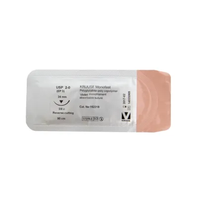 Veteriner Monofast İplik. No:2/0. 90 cm. 24 mm 3/8 Keskin İynəli. 18/pk – KRUUSE
