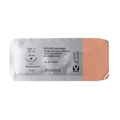 Farm & Veterinary: Veterinary Monofast Suture. No:0. 70 cm. 26 mm 3/8 Keskin with Needle. 18/pk