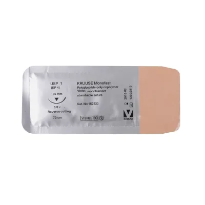 Veteriner Monofast İplik. No:1. 70 cm. 36 mm 3/8 Keskin İynəli. 18/pk – KRUUSE