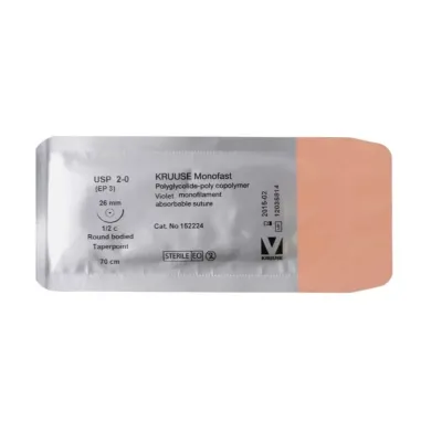 Veteriner Monofast İplik. No:2/0. 70 cm. 26 mm 1/2 Yuvarlak İynəli. 18/pk – KRUUSE