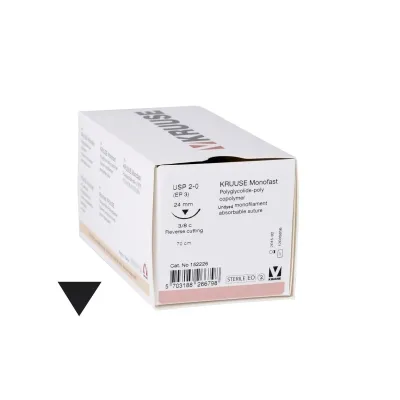 Veteriner Monofast İplik. No:2/0. 70 cm. 24 mm 3/8 Keskin İğneli. 18/pk