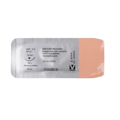 Farm & Veterinary: Veterinary Monofast Suture. No:3/0. 70 cm. 19 mm 3/8 Keskin with Needle. 18/pk