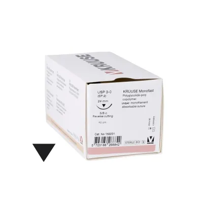 Veteriner Monofast İplik. No:3/0. 70 cm. 24 mm 3/8 Keskin İğneli. 18/pk