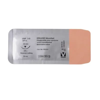 Farm & Veterinary: Veterinary Monofast Suture. No:3/0. 70 cm. 24 mm 3/8 Keskin with Needle. 18/pk