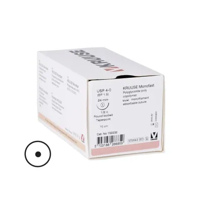 Farm & Veterinary: Veterinary Monofast Suture. No:4/0. 70 cm. 24 mm 1/2 Yuvarlak with Needle. 18/pk