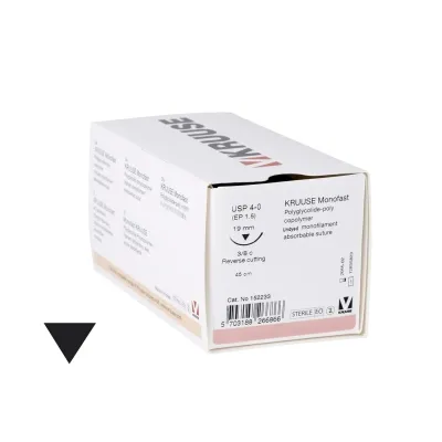 Veteriner Monofast İplik. No:4/0. 45 cm. 19 mm 3/8 Keskin İğneli. 18/pk