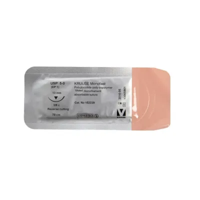 Veteriner Monofast İplik. No:5/0. 70 cm. 13 mm 3/8 Keskin İynəli. 18/pk – KRUUSE