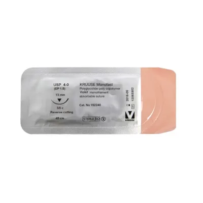 Veteriner Monofast İplik. No:4/0. 45 cm. 13 mm 3/8 Keskin İğneli. 18/pk