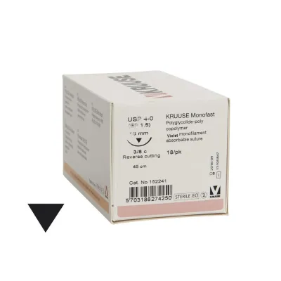 Farm & Veterinary: Veterinary Monofast Suture. No:4/0. 45 cm. 16 mm 3/8 Keskin with Needle. 18/pk
