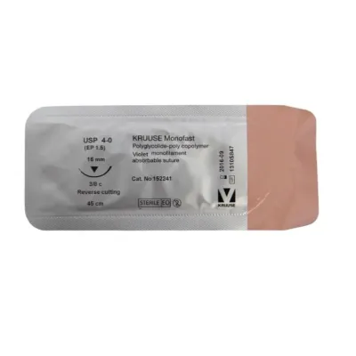 Veteriner Monofast İplik. No:4/0. 45 cm. 16 mm 3/8 Keskin İynəli. 18/pk – KRUUSE
