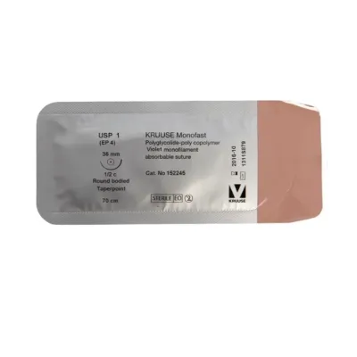 Veteriner Monofast İplik. No:1. 70 cm. 36 mm 1/2 Yuvarlak İğneli. 18/pk