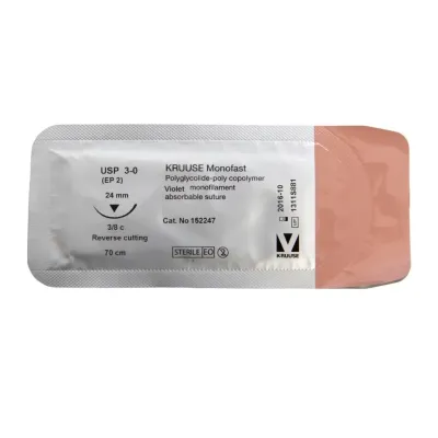 Veteriner Monofast İplik. No:3/0. 70 cm. 24 mm 3/8 Keskin İynəli. 18/pk – KRUUSE