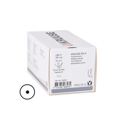 Farm & Veterinary: Veterinary PD-X Suture. No:0. 70 cm. 30 mm 1/2 Yuvarlak with Needle. 18/pk