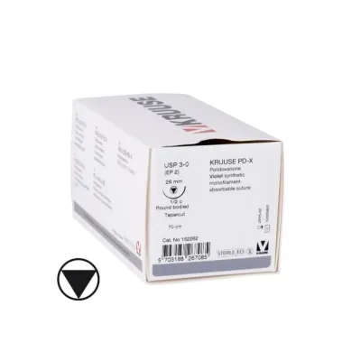 Farm & Veterinary: Veterinary PD-X Suture. No:3/0. 70 cm. 26 mm 1/2 Yuvarlak with Needle. 18/pk