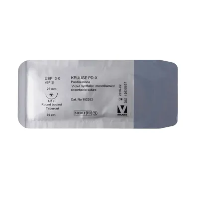 Veteriner PD-X İplik. No:3/0. 70 cm. 26 mm 1/2 Yuvarlak İynəli. 18/pk – KRUUSE