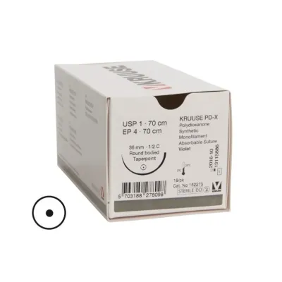 Veteriner PD-X İplik. No:1. 70 cm. 36 mm 1/2 Yuvarlak İğneli. 18/pk