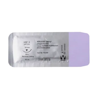 Veteriner Sacryl İplik. No:0. 70 cm. 30 mm 3/8 Keskin İğneli. 18/pk
