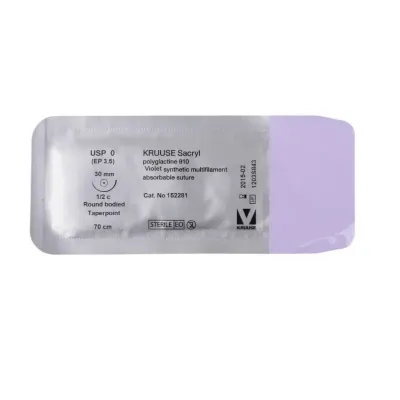 Farm & Veterinary: Veterinary Sacryl Suture. No:0. 70 cm. 30 mm 1/2 Yuvarlak with Needle. 18/pk