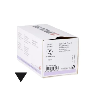 Farm & Veterinary: Veterinary Sacryl Suture. No:0. 70 cm. 36 mm 1/2 Keskin with Needle. 18/pk