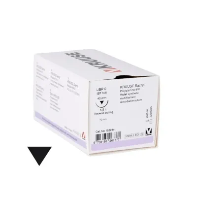 Veteriner Sacryl İplik. No:0. 70 cm. 40 mm 1/2 Keskin İynəli. 18/pk – KRUUSE