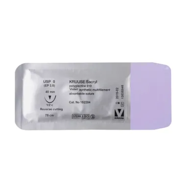Veteriner Sacryl İplik. No:0. 70 cm. 40 mm 1/2 Keskin İynəli. 18/pk – KRUUSE