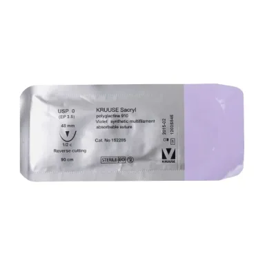Farm & Veterinary: Veterinary Sacryl Suture. No:0. 90 cm. 48 mm 1/2 Keskin with Needle. 18/pk