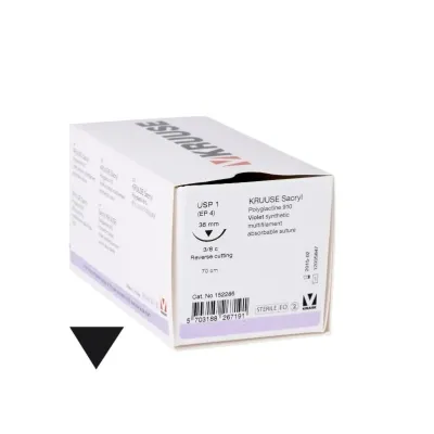Veteriner Sacryl İplik. No:1. 70 cm. 36 mm 3/8 Keskin İynəli. 18/pk – KRUUSE
