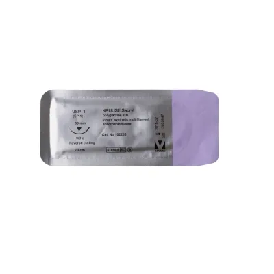Farm & Veterinary: Veterinary Sacryl Suture. No:1. 70 cm. 36 mm 3/8 Keskin with Needle. 18/pk