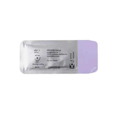 Farm & Veterinary: Veterinary Sacryl Suture. No:1. 90 cm. 48 mm 1/2 Keskin with Needle. 18/pk