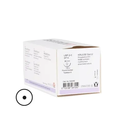 Ferma və Baytarlıq: Baytarlıq Sacryl İplik. No:2/0. 45 cm. 36 mm 1/2 Yuvarlak iynəli. 18/pk